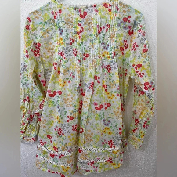 INTRO Floral Pintuck and lace inset blouse Sz Large - Picture 6 of 9